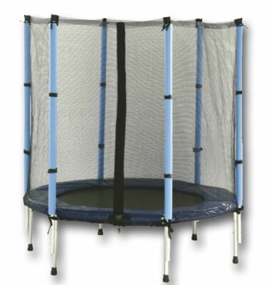 Trambulina cu plasa de protectie, diametrul 140 cm, stalpi cu protectii