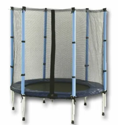 Trambulina cu plasa de protectie, diametrul 140 cm, stalpi cu protectii