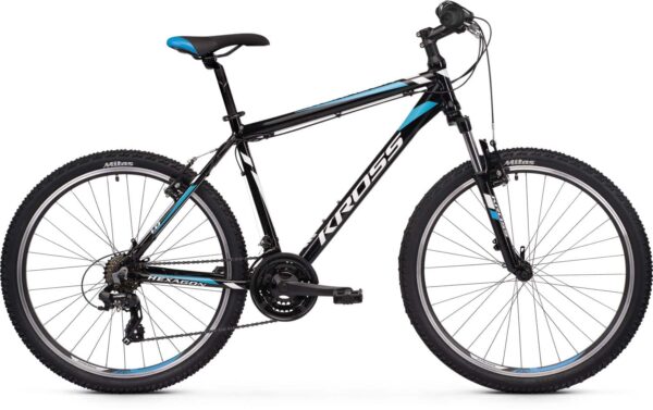 Bicicleta Kross Hexagon 1.0 26 S black-white-blue-glossy 2020