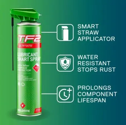 Lubrifiant cu teflon TF2 Spray Weldtite 400ml cu Smart Head (cap smart) - imagine 5