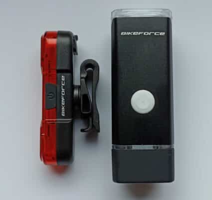 Set lampa fata spate BikeForce Beamer, USB