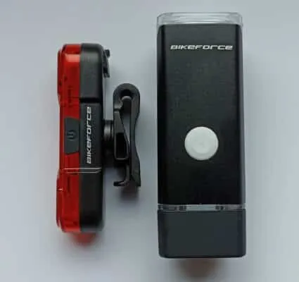 Set lampa fata spate BikeForce Beamer, USB