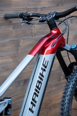 e-bike Haibike NDURO 7 i720Wh 12-G SLX 2023 S glossy grey red lime black - imagine 9