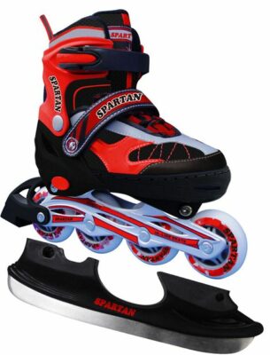 Patine 2 in 1 Spartan lama sau role 38-41 rosu negru