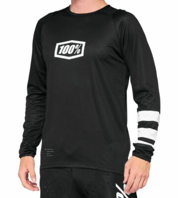 Tricou 100% Percent R-Core Long Sleeve negru/alb L