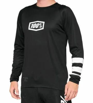 Tricou 100% Percent R-Core Long Sleeve negru/alb XL