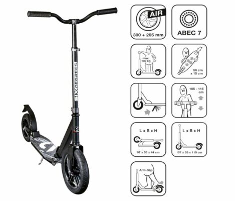 Scooter Six Degrees aluminiu AIR black 300mm 205mm - imagine 2
