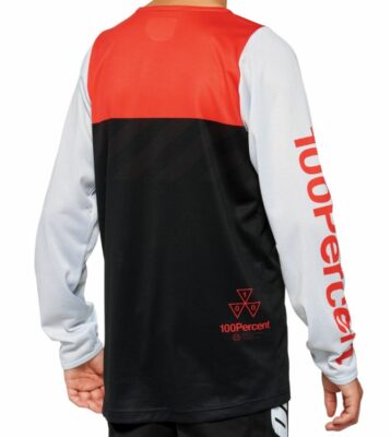 Tricou 100Percent R-Core Youth maneca lunga negru/rosu L - imagine 2